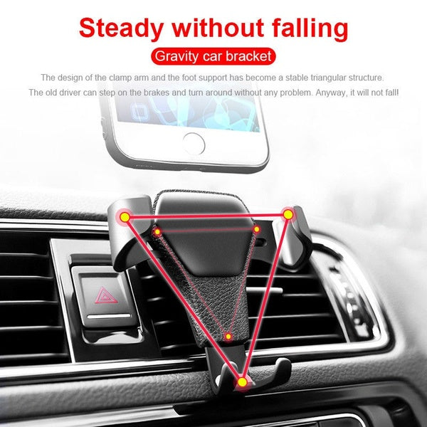 Car Phone Mount Gravity Holder for Air Vent. Compatible with 4 to 6.4 inch width mobile phone