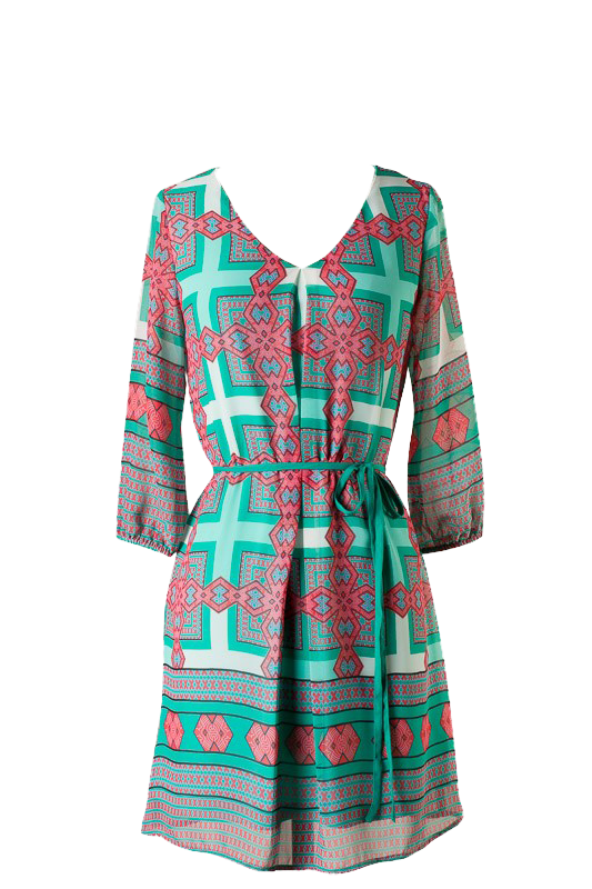 Beautiful Print Belted Shift Dress