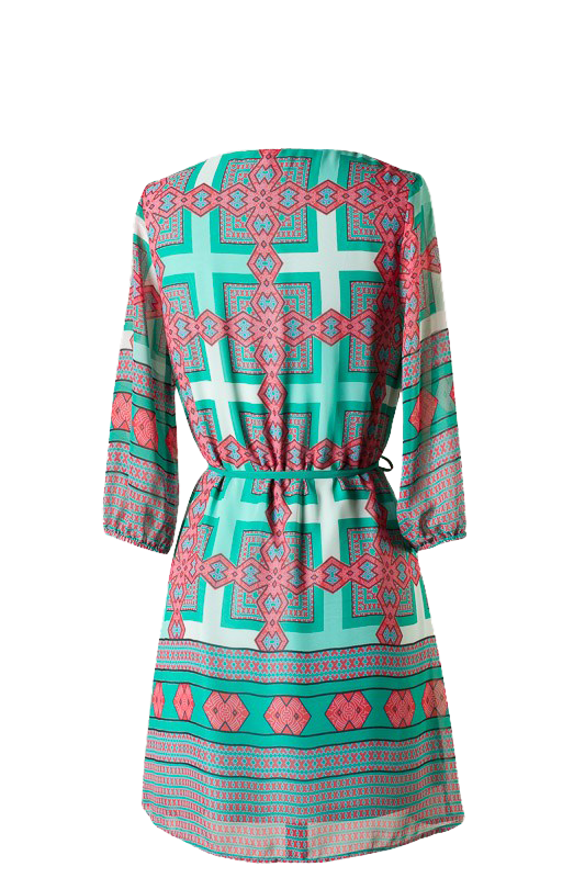 Beautiful Print Belted Shift Dress