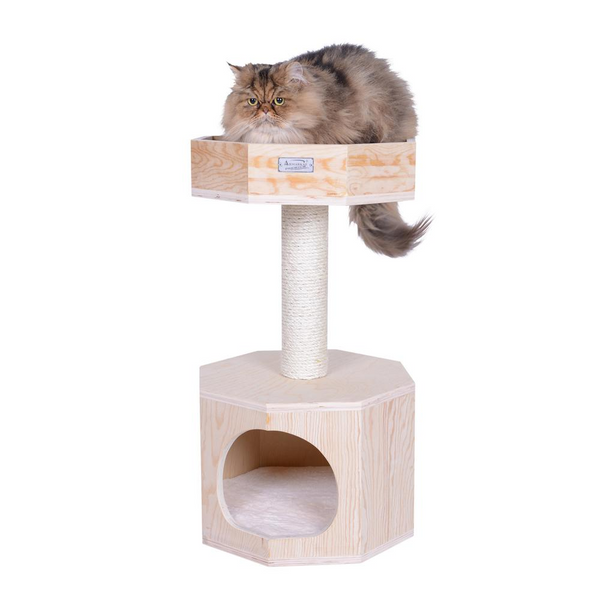 Armarkat Premium Scots Pine 29-Inch Real Wood Cat Tree with Perch and Condo