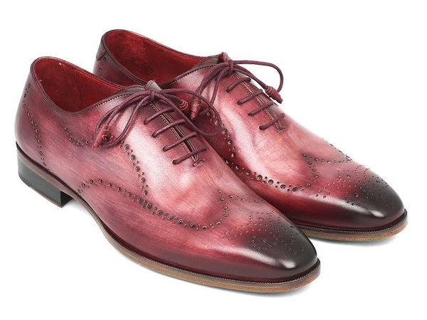 Paul Parkman Wingtip Oxfords Burgundy Handpainted Calfskin (ID#741-BUR)