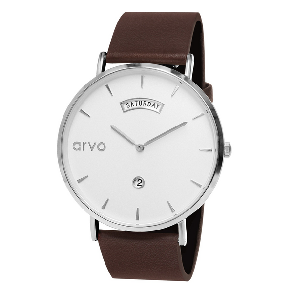 Arvo Awristacrat Watch - Silver - Saddle Leather