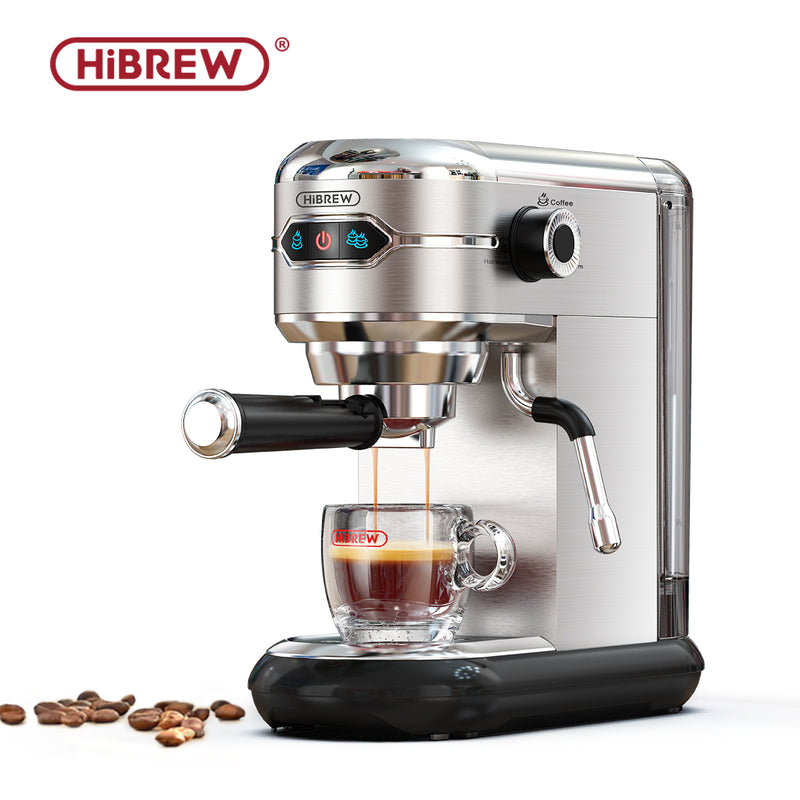 HiBREW Coffee Maker Cafetera 19 Bar Inox Semi Automatic Super Slim ESE POD&amp; Powder Espresso Cappuccino Machine Hot Water H11